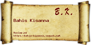 Bahis Kisanna névjegykártya